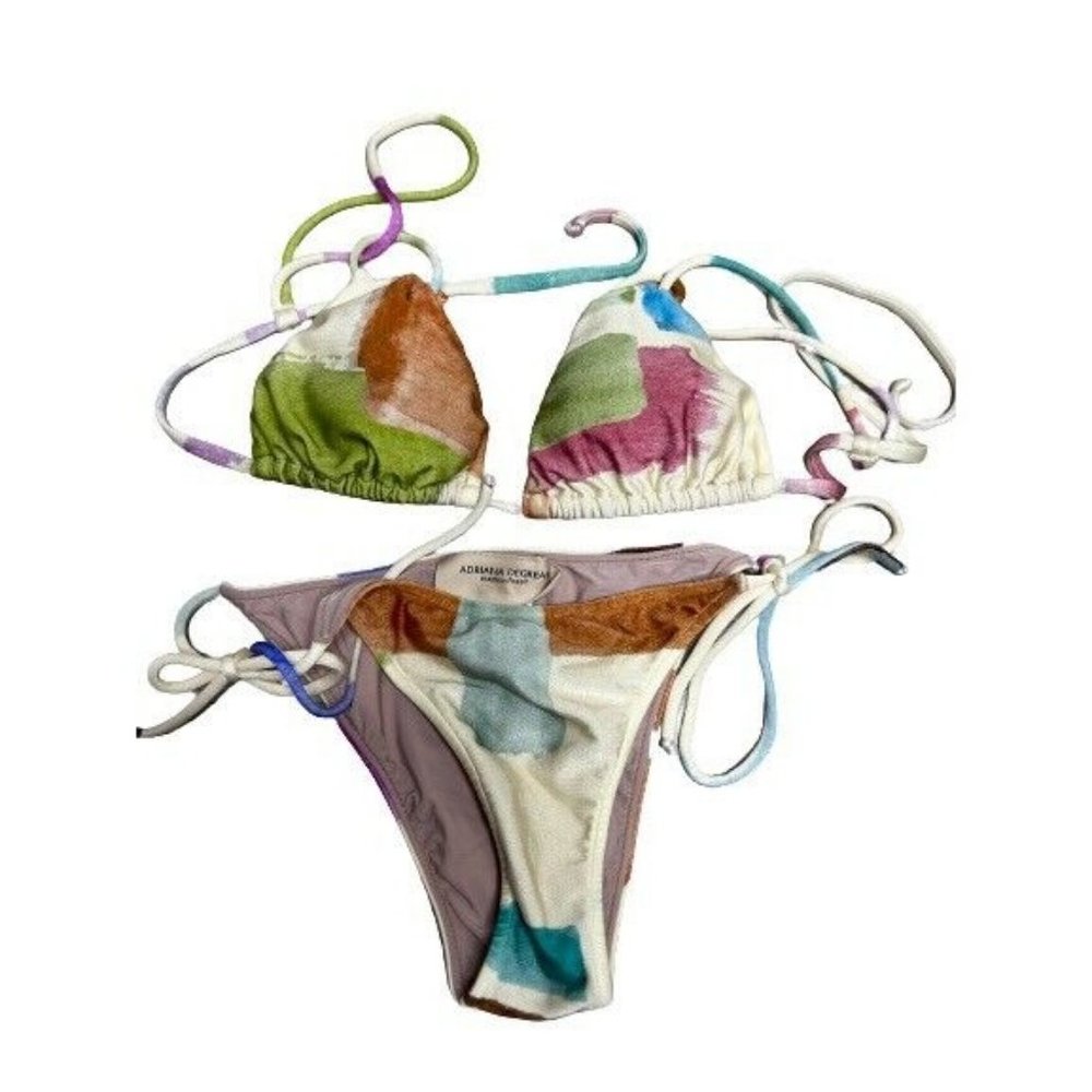 ADRIANA DEGREAS Illusion Triangle Bikini Set With Ties size S - Picture 3 of 9